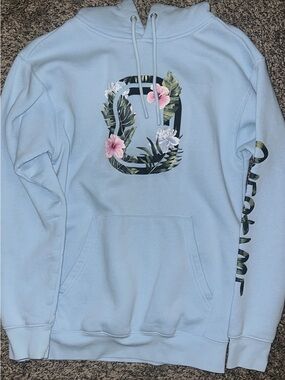 Men's Overtime Light Blue Floral Graphic Hoodie Sweatshirt